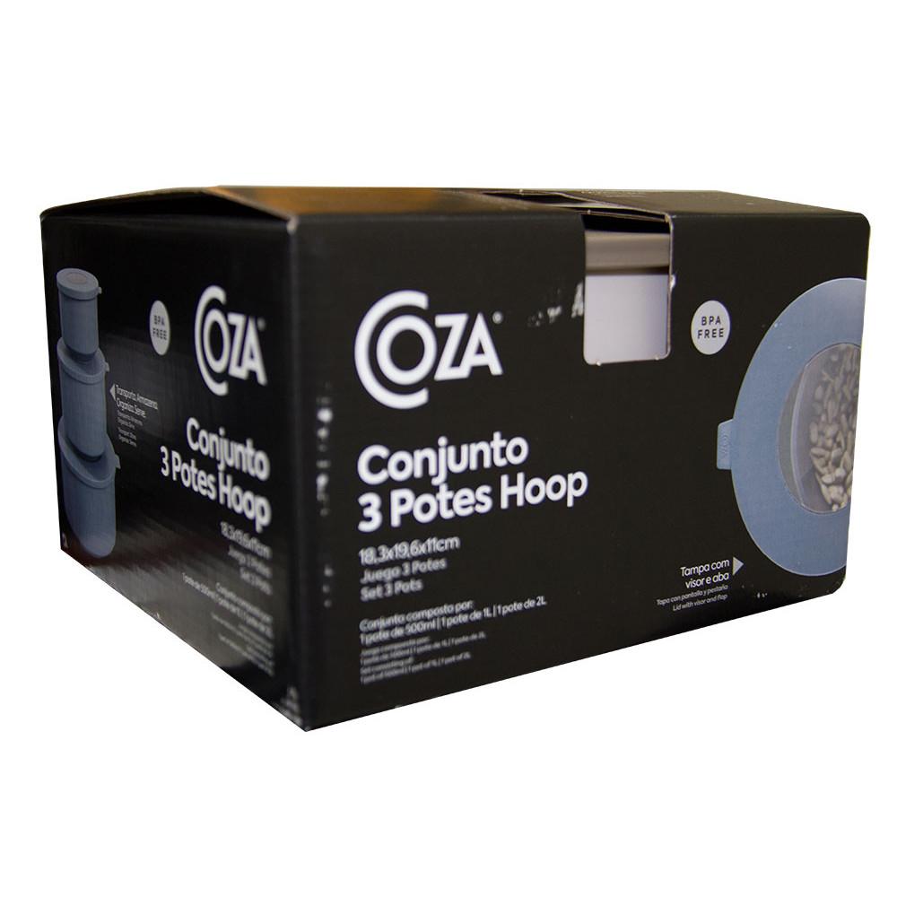 Conjunto de 3 Potes Hoop 8,3 x 19,6 x 11 cm / 500ml, 1L, 2L - Coza