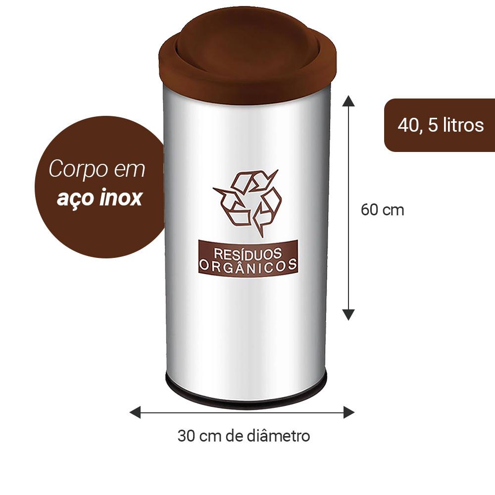 Lixeira Seletiva Resíduos Orgânicos Tampa Basculante 40,5L