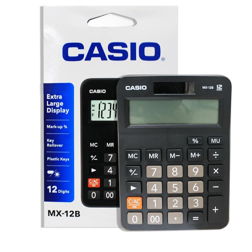 Calculadora Casio de mesa visor XL, 12 dígitos e alimentação dupla MX-12B