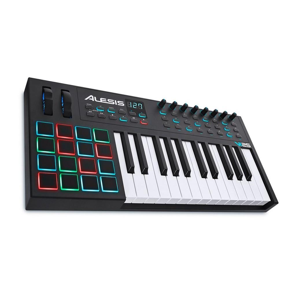 Teclado Musical digital com 25 teclas, 16 PADs e controle USB-MIDI x