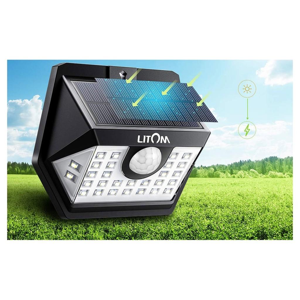 Luminária LED LITOM X001-XI7ZUH energia Solar c/ acionamento por movimento