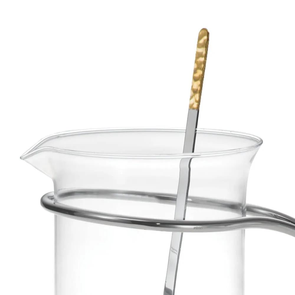 Jarra Riva 1.5L Aço Inox Com Mexedor Nocc, Detalhe Dourado E Design Único