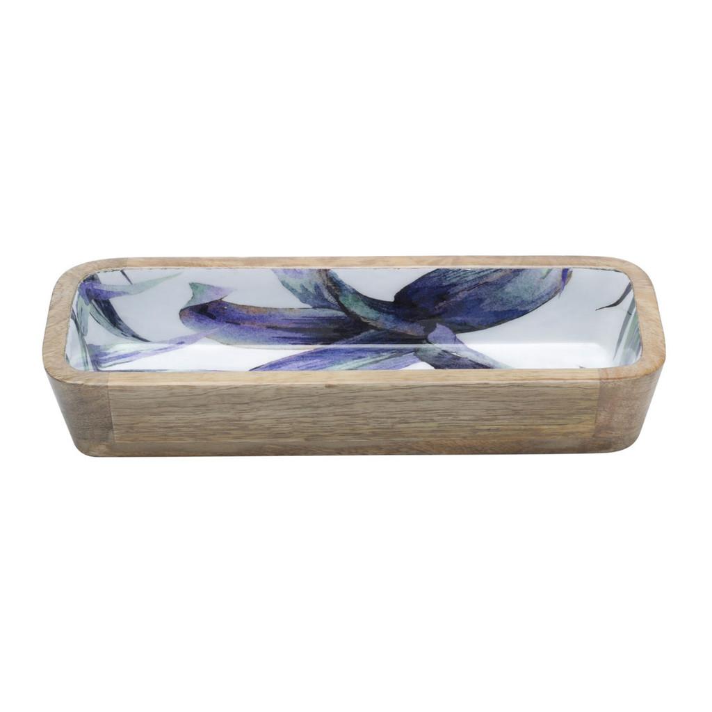 Travessa em madeira Flower 29x11x5cm