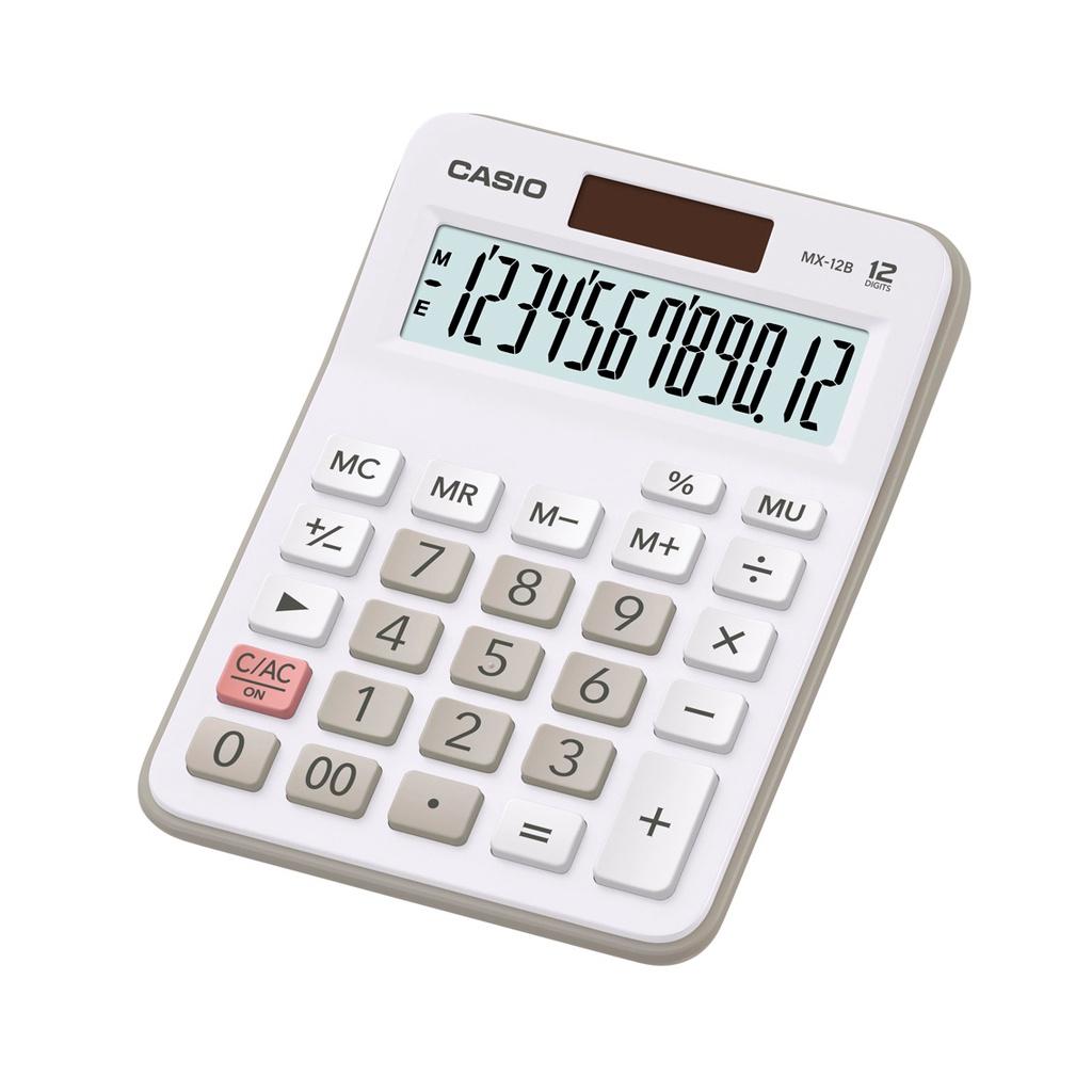 Calculadora Casio de mesa visor XL, 12 dígitos e alimentação dupla MX-12B