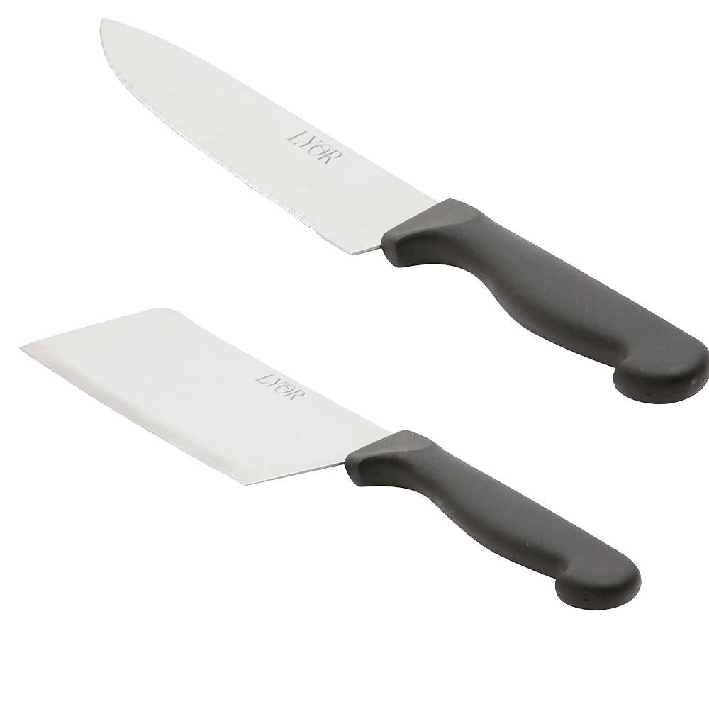 Conjunto com 24 peças garfos e facas para diversos usos de aço inox e cabo baquelite