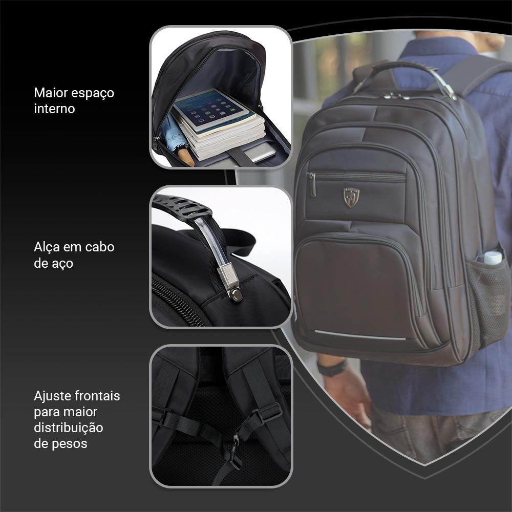 Mochila Spartan Com Cabo De Aço E Compartimento Para Notebook Isibrás