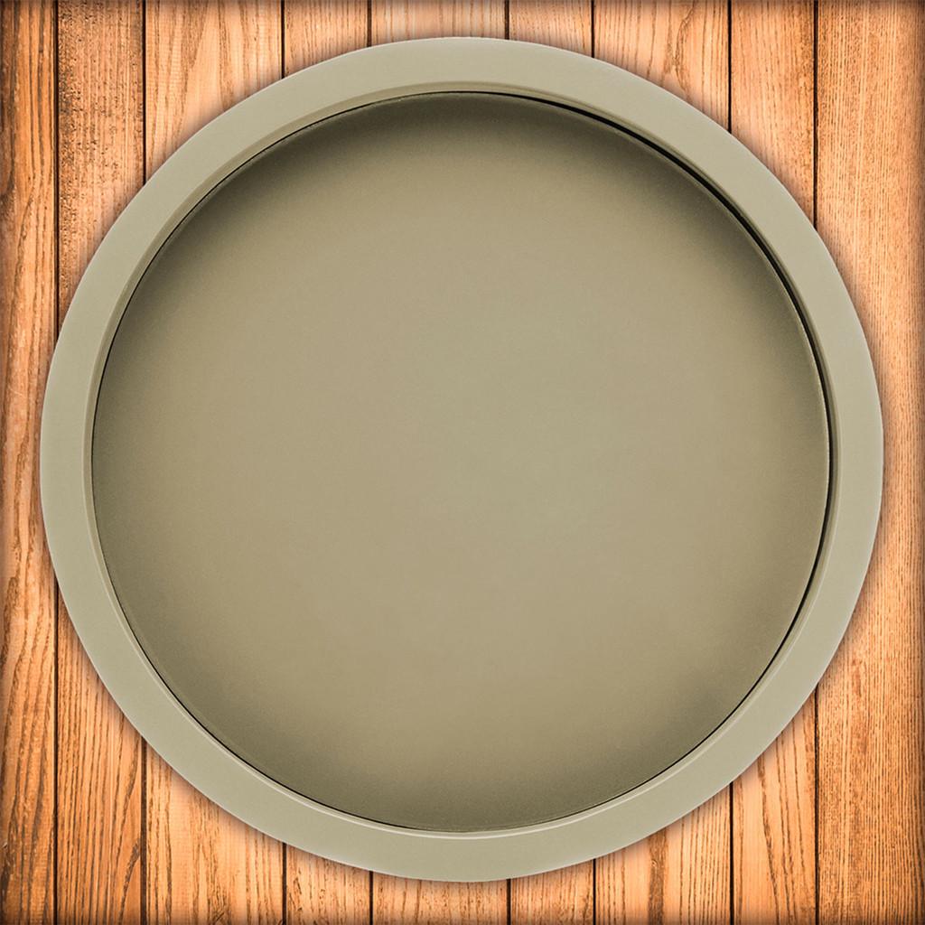 Bandeja circular em madeira laqueada com vidro 34x4cm - Menta