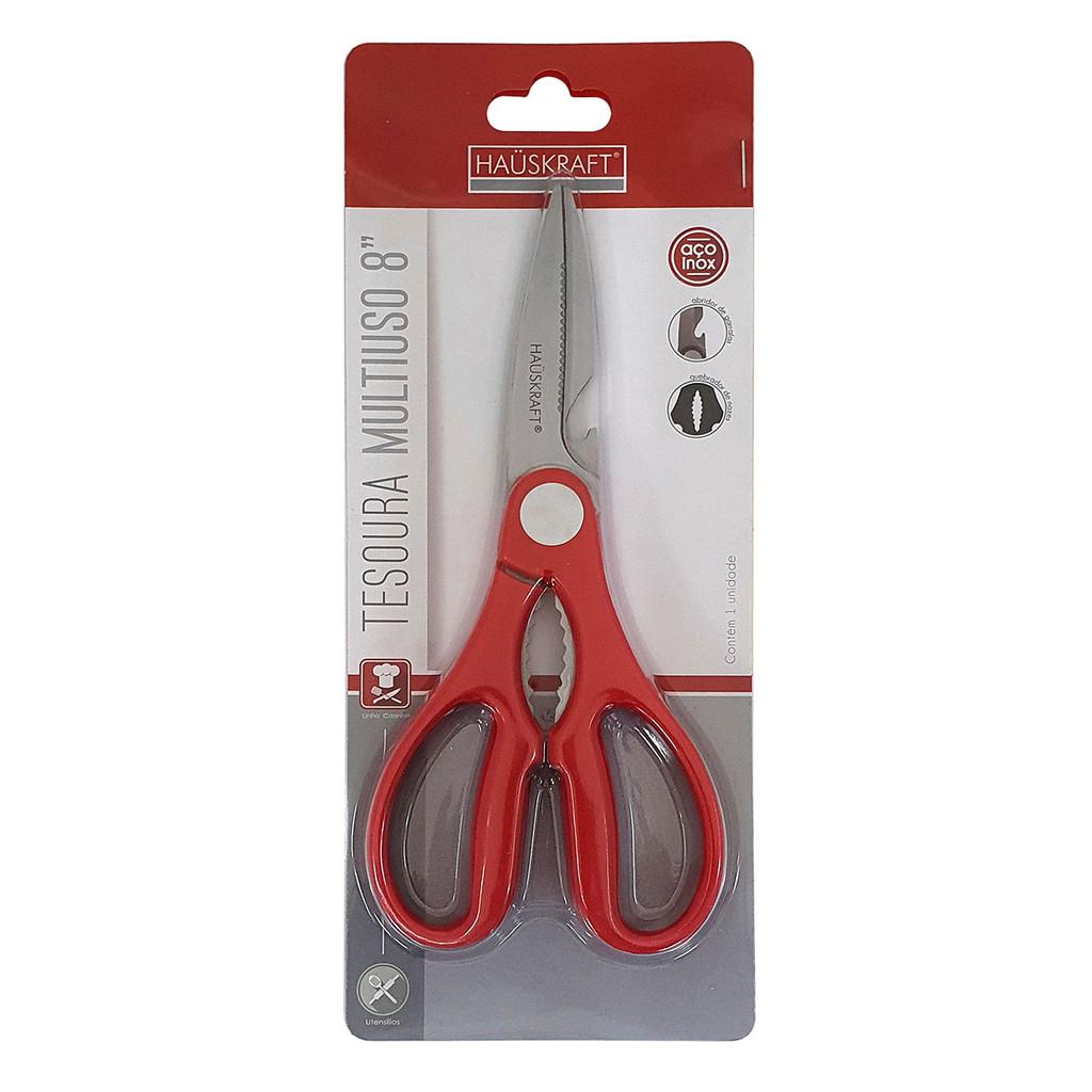 Tesoura multiuso 8 polegadas vermelha