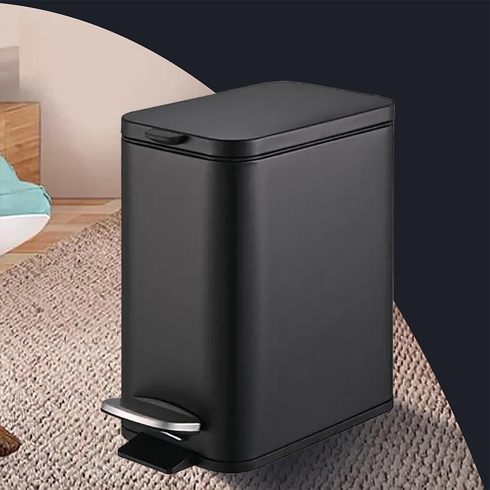 Lixeira Retangular Pedal e Balde 5L Aço Carbono Brinox