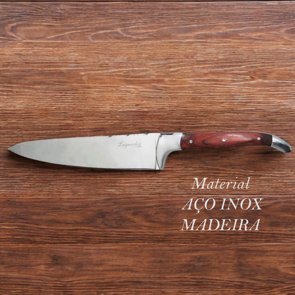 Faca Do Chef Ultra Premium Laguiole Aço Inox E Cabo de Madeira