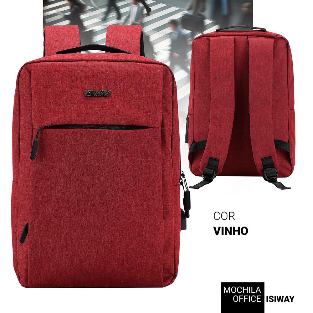 Mochila Office Isiway Para Notebook Com Amplo Espaço Interno Isibrás