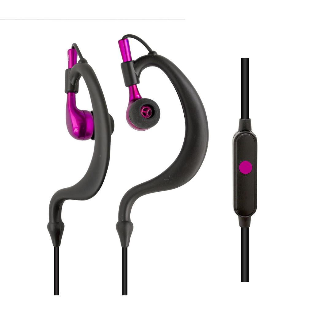 Fone de ouvido esportivo tipo auricular à prova de transpiração com microfone