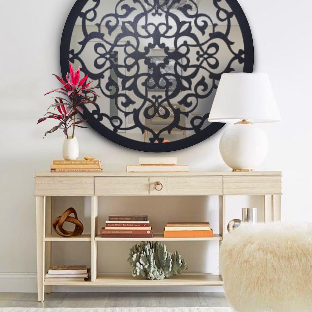 Espelho Madeira Mandala 80X80Cm