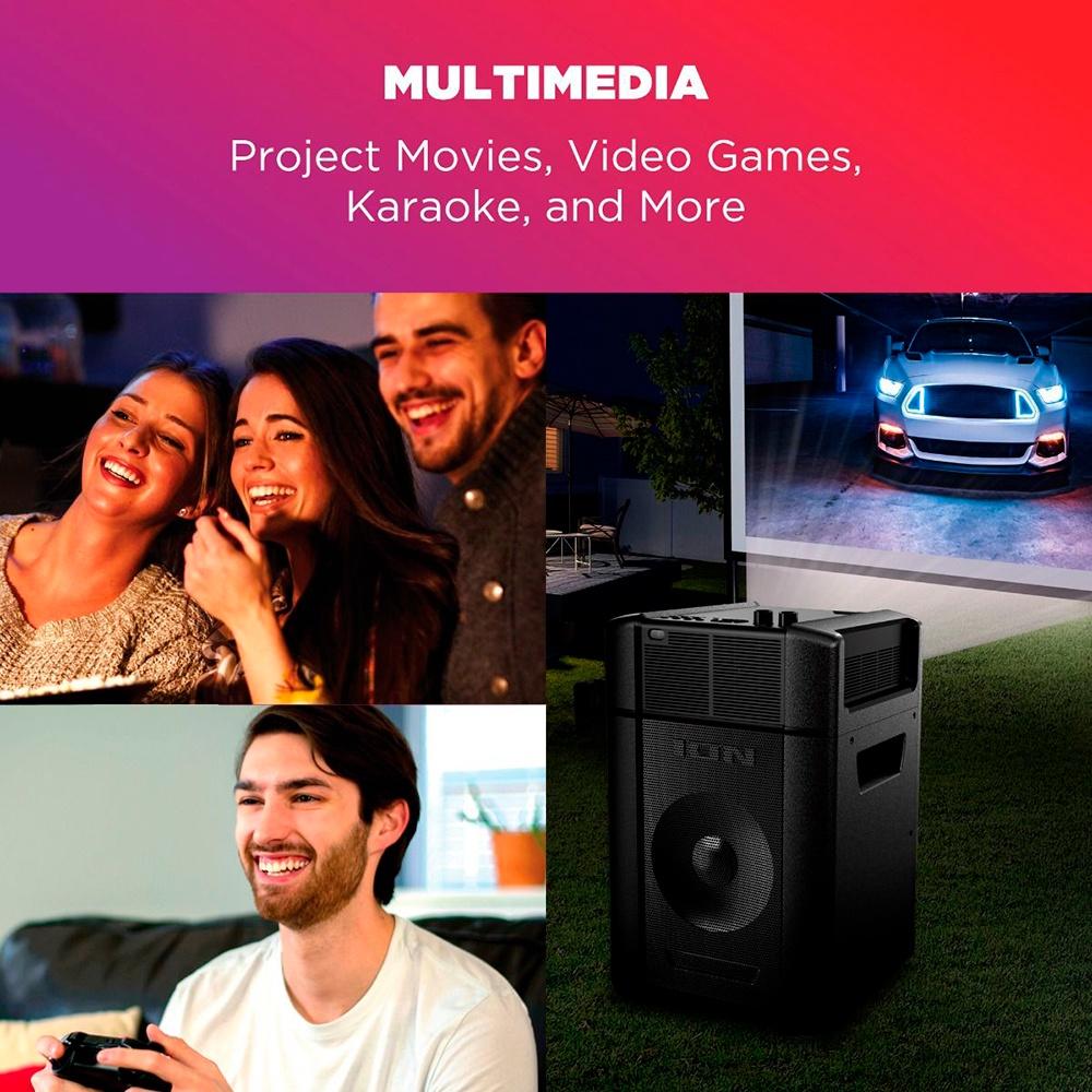 Projetor de Filmes com Alto Falante Deluxe recepção remota de áudio e bateria recarregável