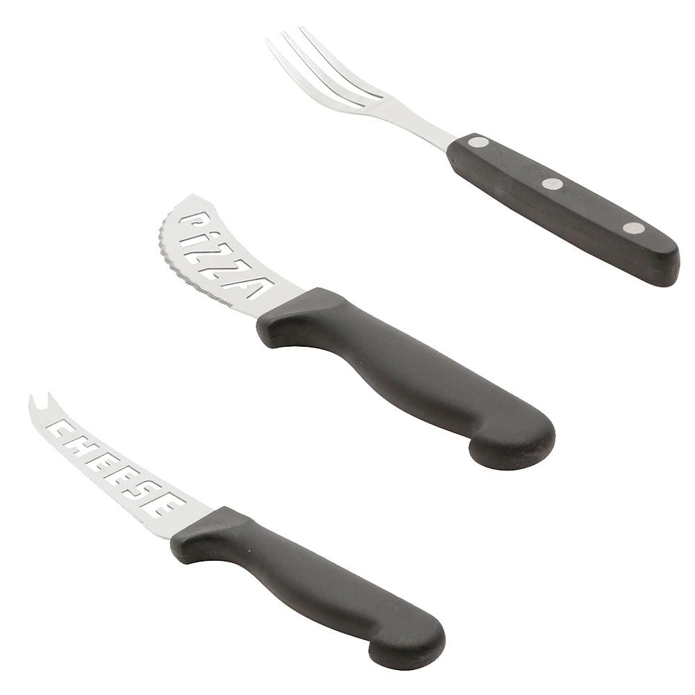 Conjunto com 24 peças garfos e facas para diversos usos de aço inox e cabo baquelite