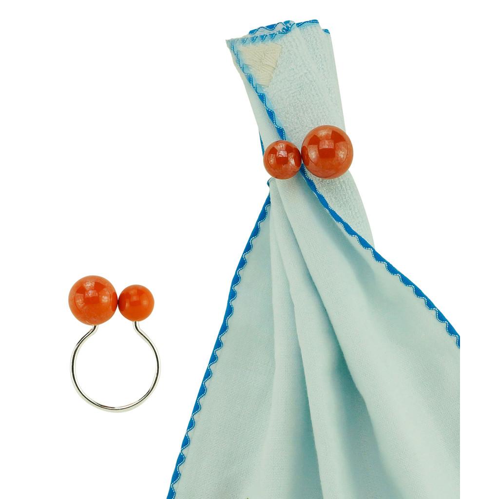 Conjunto com 4 anéis para guardanapos em plástico Bolas laranja 4x3x7cm