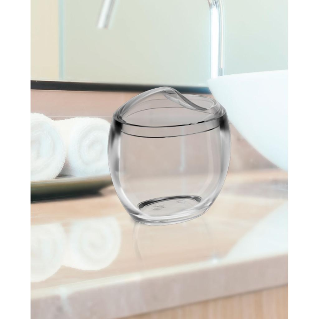 Porta-algodão/cotonetes Spoom 10,8 cm x 10,6 cm x 8,5 cm - Cristal