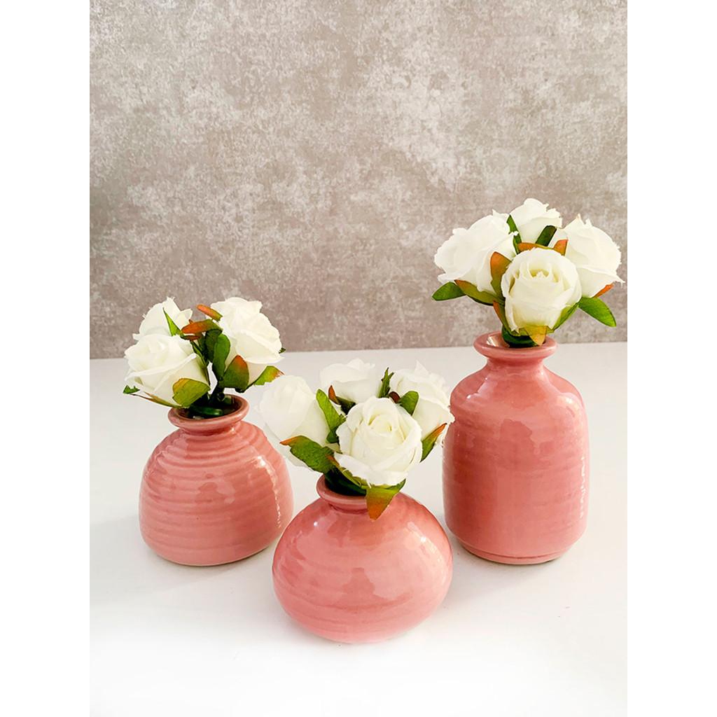 Vaso decorativo porcelana rosa 8x11cm
