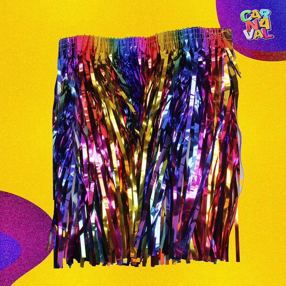 Saia Carnaval Candy Ou Metalizada 40Cm Ajustável E Vibrante Silver Festas