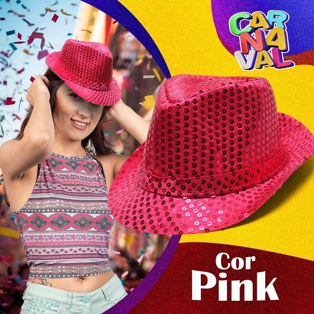 Chapéu Malandro Carnaval Mais Gravata Borboleta Look Brilhante