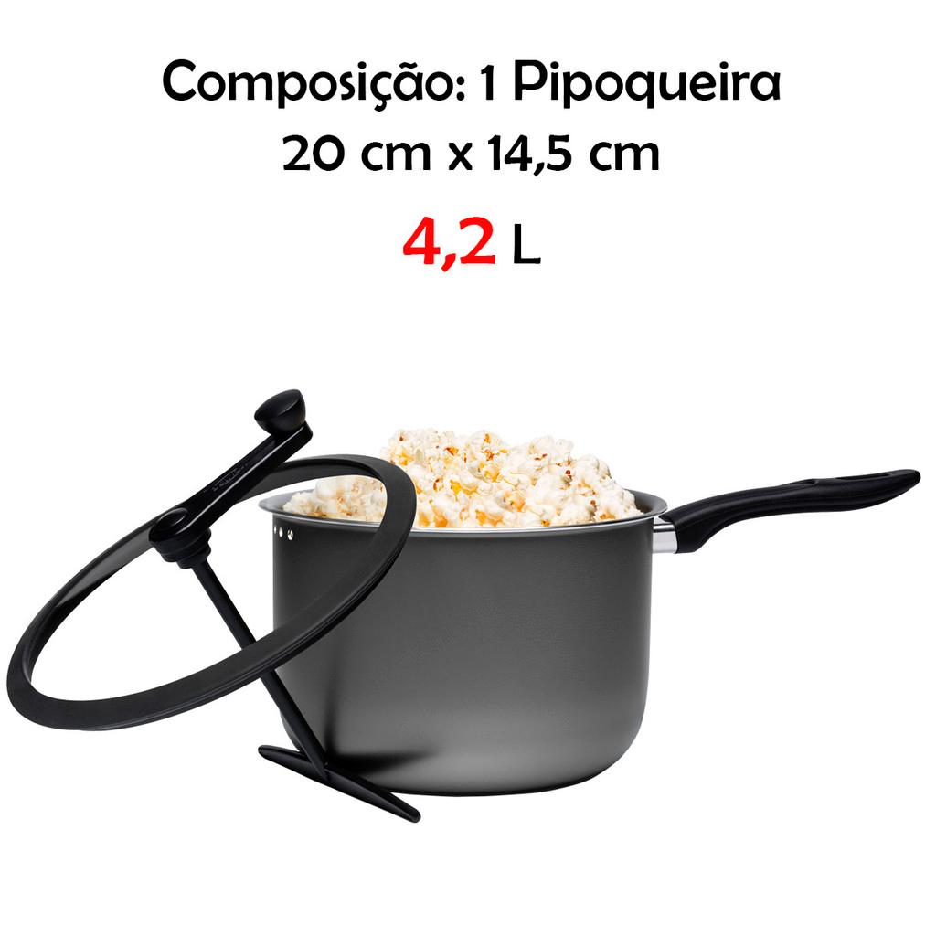 Pipoqueira Pic Poc 4,2 Litros Rápida E Fácil PFOA Free Com Tampa De Vidro Brinox