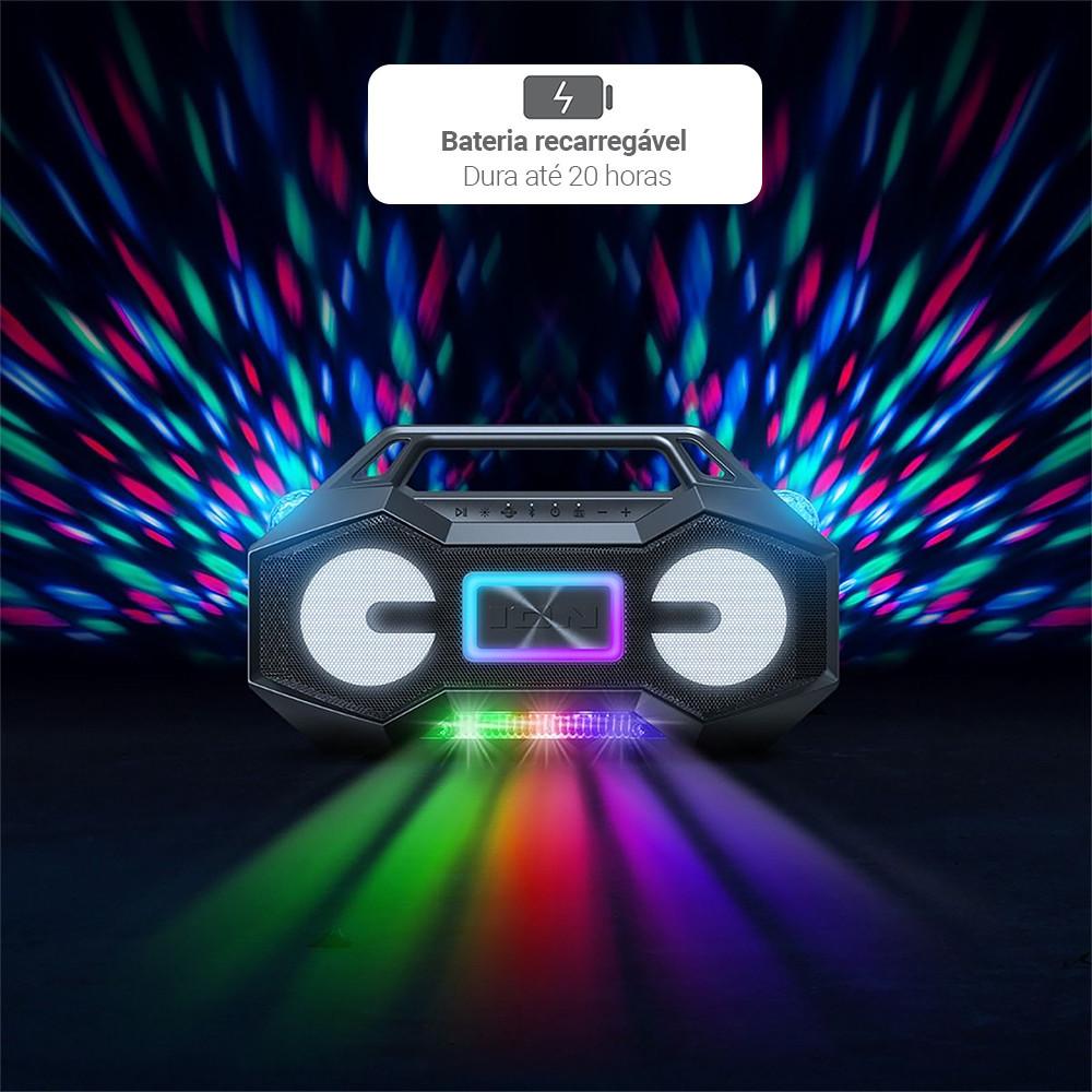 Boombox De Alta Potência Resistente À Água 60 Watts Com Luzes Para Festa
