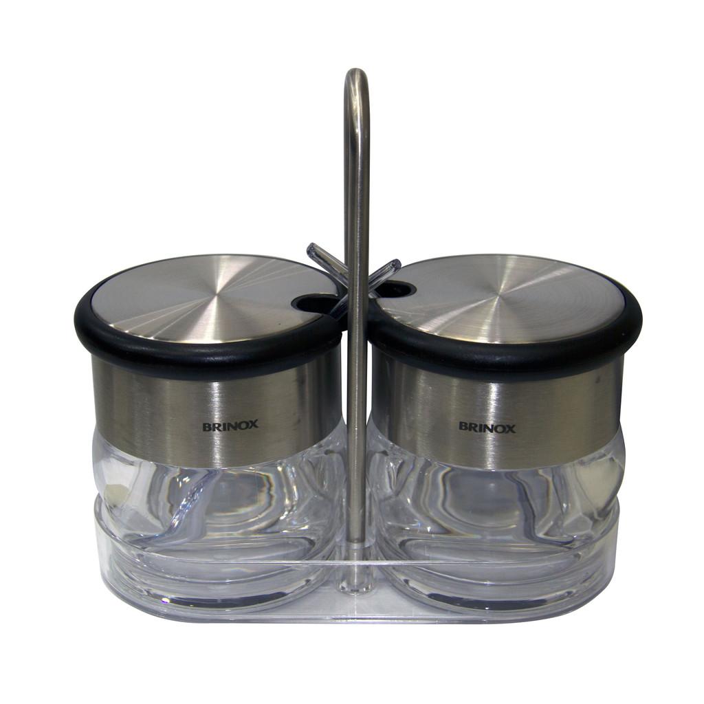 Conjunto 2 peças porta condimentos 110ml 15,2 x 7,5 x 4,8 cm com colher