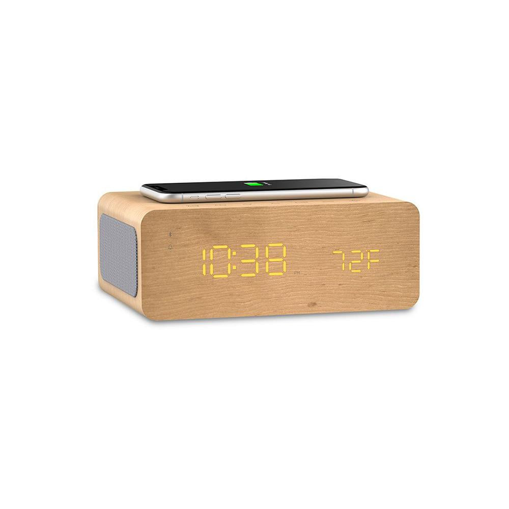 Relógio Despertador Digital Bluetooth c/ Carregador QI Charge Time p/ Smartphone, Mic e °C