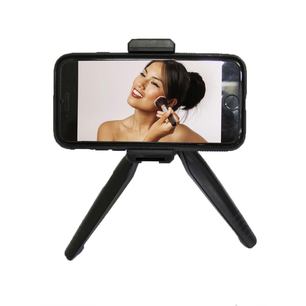 Tripé compacto/Grip de mão para celular com cabeça giratória 360° e altura de 19,5 cm