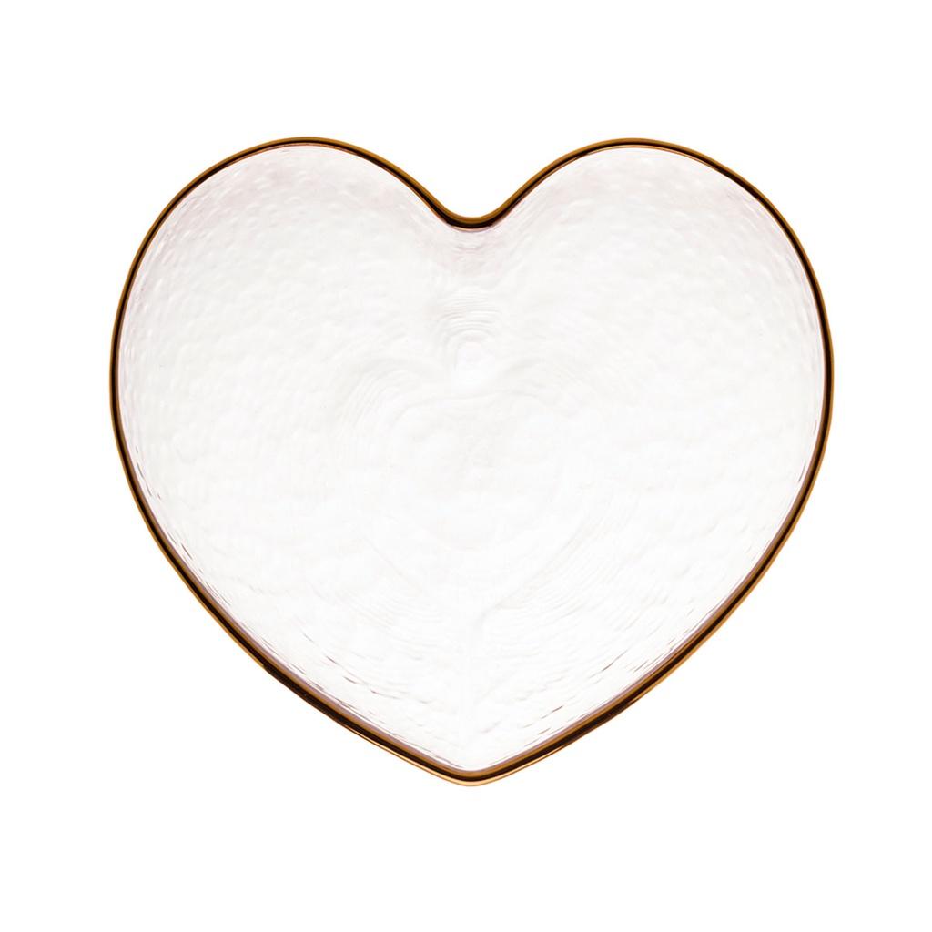 Bowl vidro c/borda dourada Heart 15x14x6cm