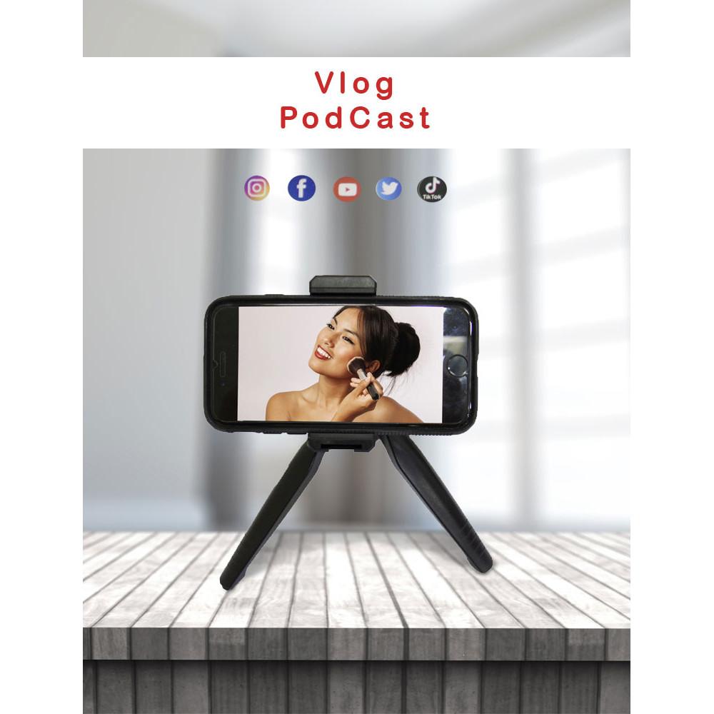 Tripé compacto/Grip de mão para celular com cabeça giratória 360° e altura de 19,5 cm