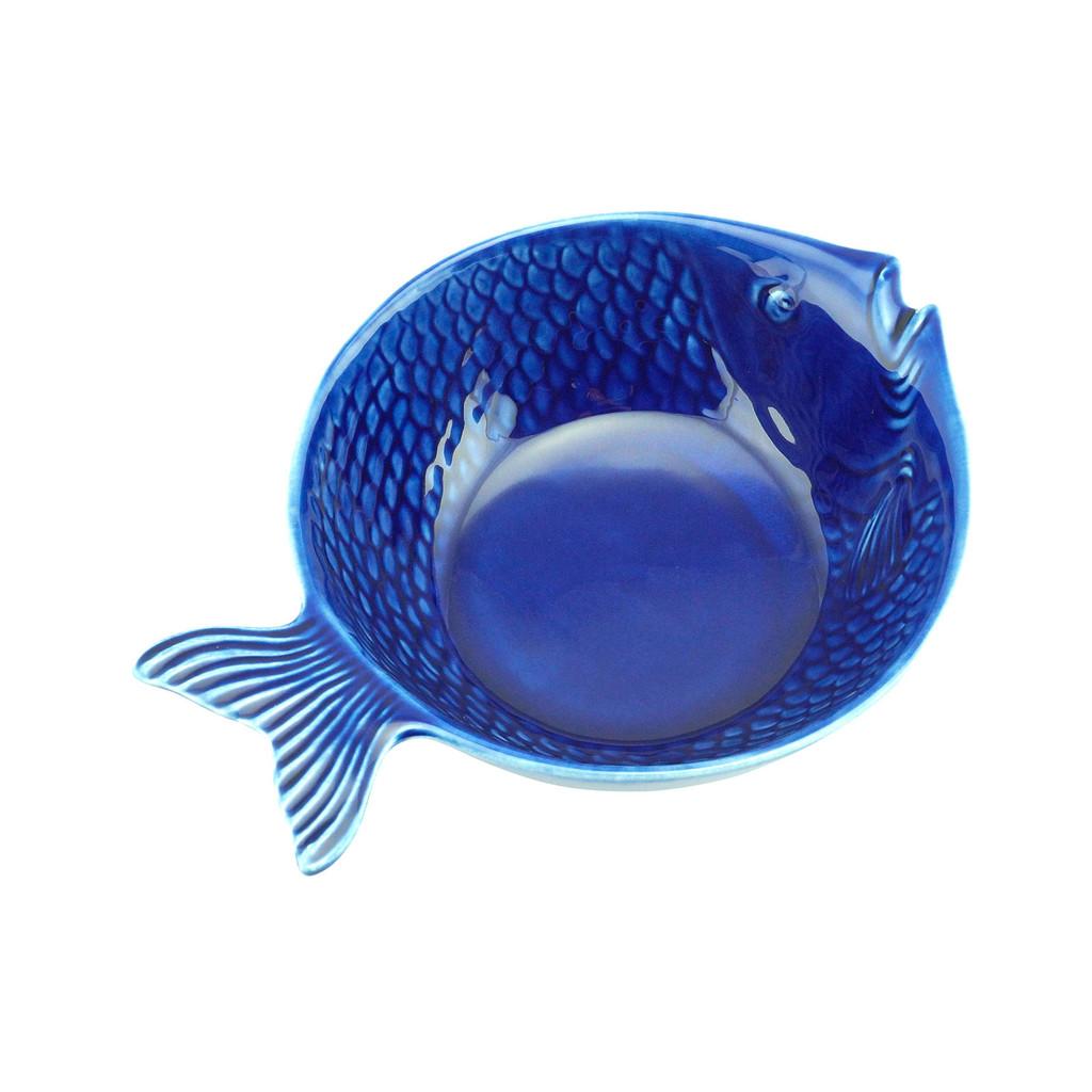 Conjunto com 4 bowls em cerâmica Peixe Ocean 20x14cm azul