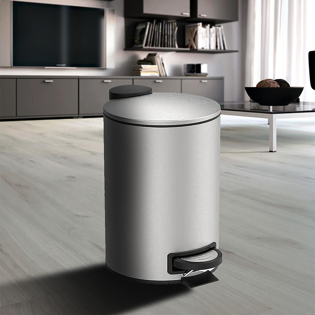 Lixeira Pedal e Balde 5L Aço Inox Escovado Spin Brinox