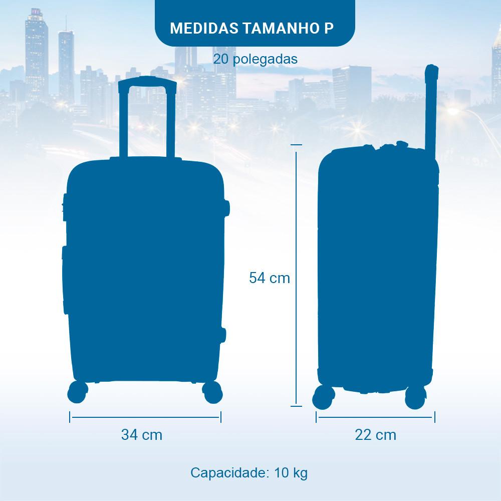 Mala ABS Atlanta P Preta Bordo Com Bolso Laptop 4 Rodas 360º Isibrás