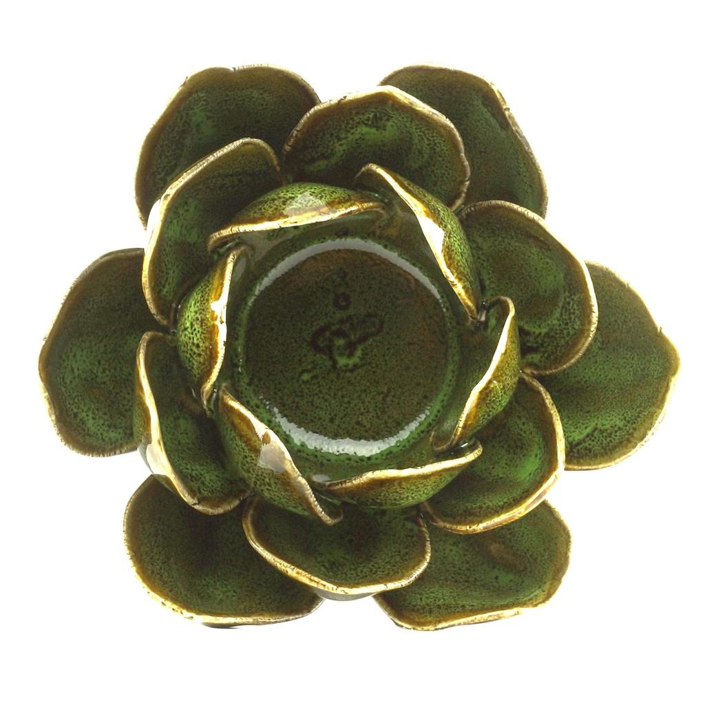 Flor Decorativa em cerâmica 16x8cm verde