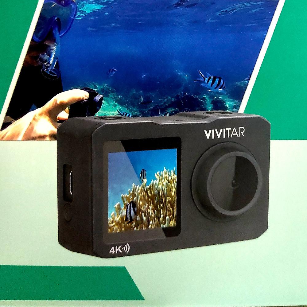 Câmera filmadora de ação 4K Ultra HD com caixa estanque e acessórios