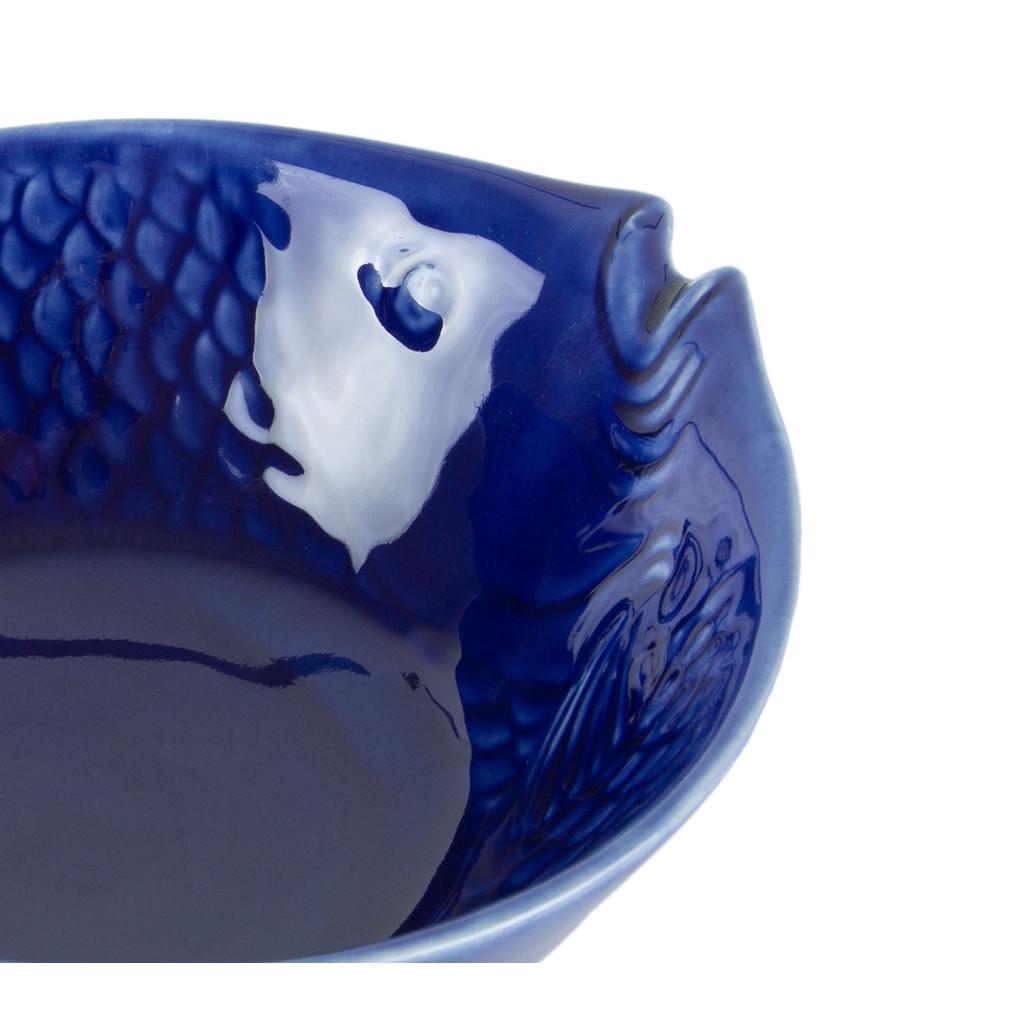 Conjunto com 4 bowls em cerâmica Peixe Ocean 20x14cm azul