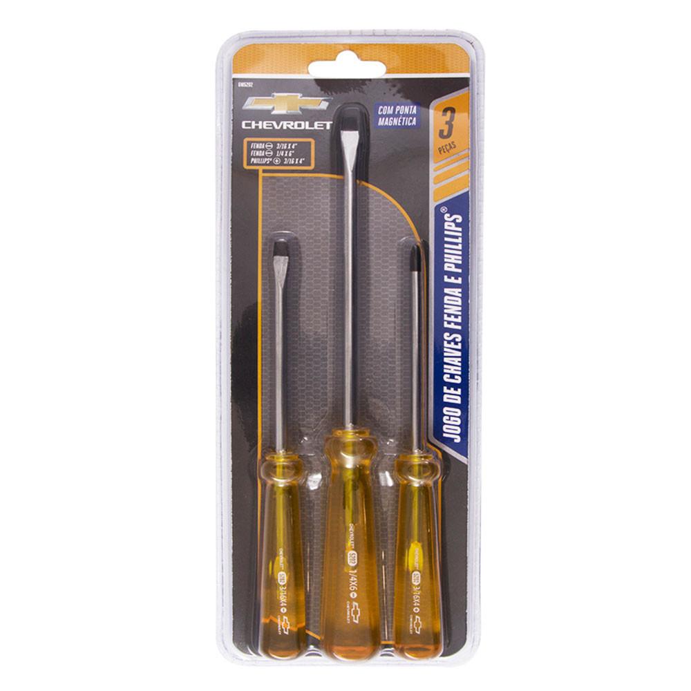 Jogo De Chaves Fenda E Phillips Com Ponta Magnética 3 Peças GM