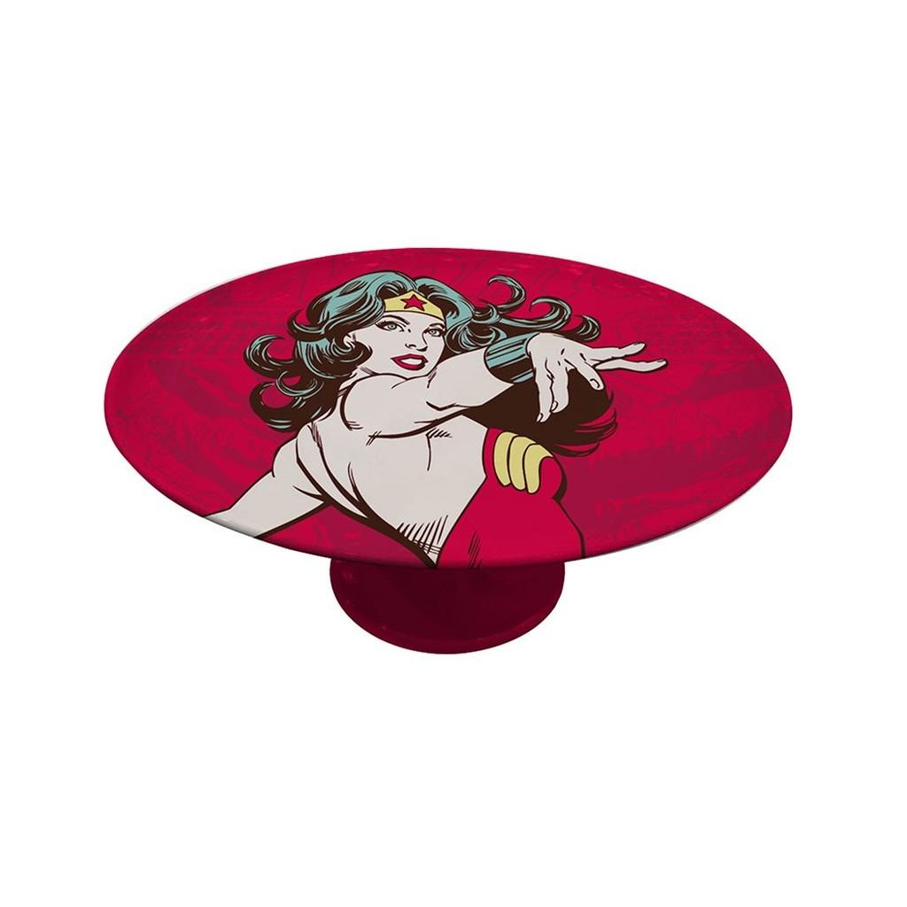 Prato De Bolo C/ Pé Porcelana DC Wonder Woman Power Fd