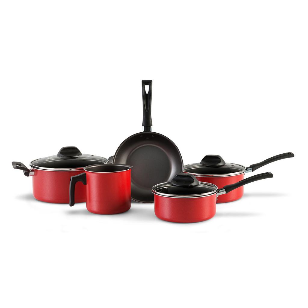 Conjunto de Panelas Brinox 5 peças Garlic Vermelha