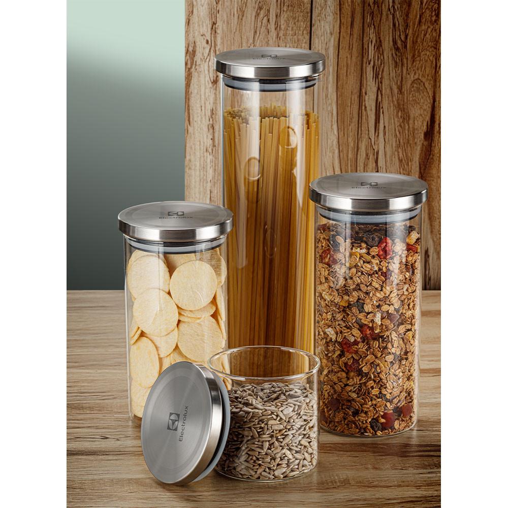 Conjunto com 4 potes herméticos de vidro com tampa inox Electrolux