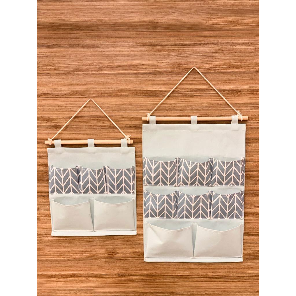 Organizador de parede em poliéster Chevron com 8 bolsos - 35x48cm