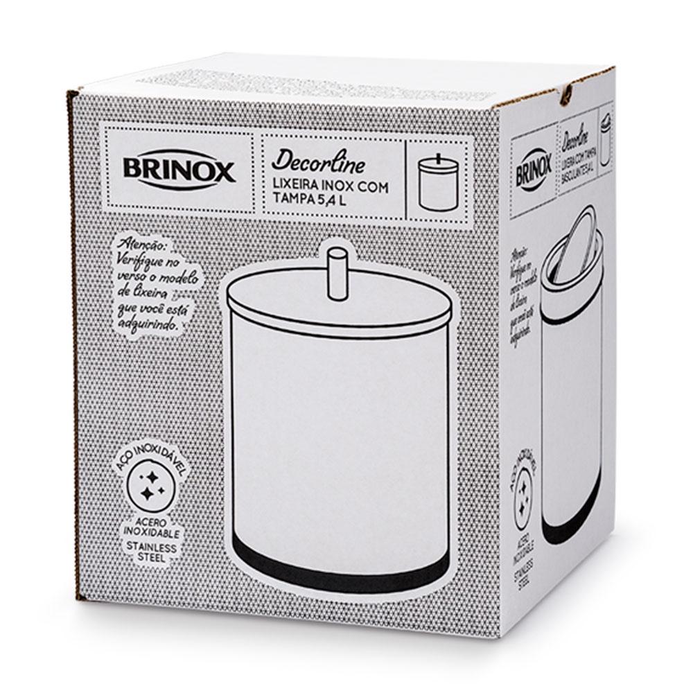 Lixeira Brinox Inox com Tampa 18X23Cm 5,4L