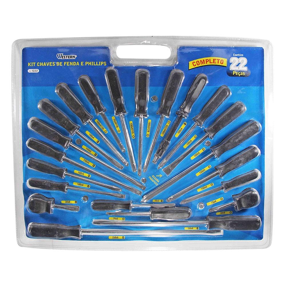 Kit Chaves de Fenda e Phillips Western