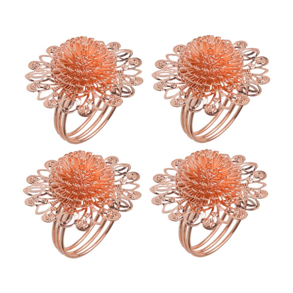 Cj 4 peças Porta Guardanapos de Aço Inox Rose Gold 5X5,5Cm