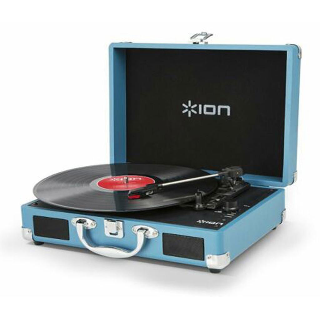 Toca-discos Vinil portátil com conversor para o formato digital em maleta retrô rígida