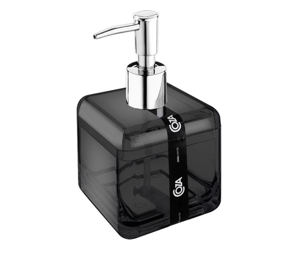 Porta-Sabonete Líquido Coza 8,5 x 8,5 x 15 cm 330Ml Cube Fume