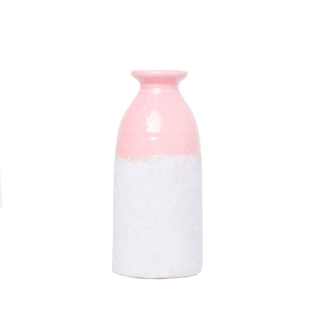 Vaso decorativo porcelana rosa/cinza 7x15cm