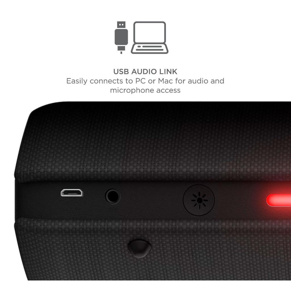 Caixa de Som sem fio, iluminação LED, microfone, App e bateria recarregável - preta