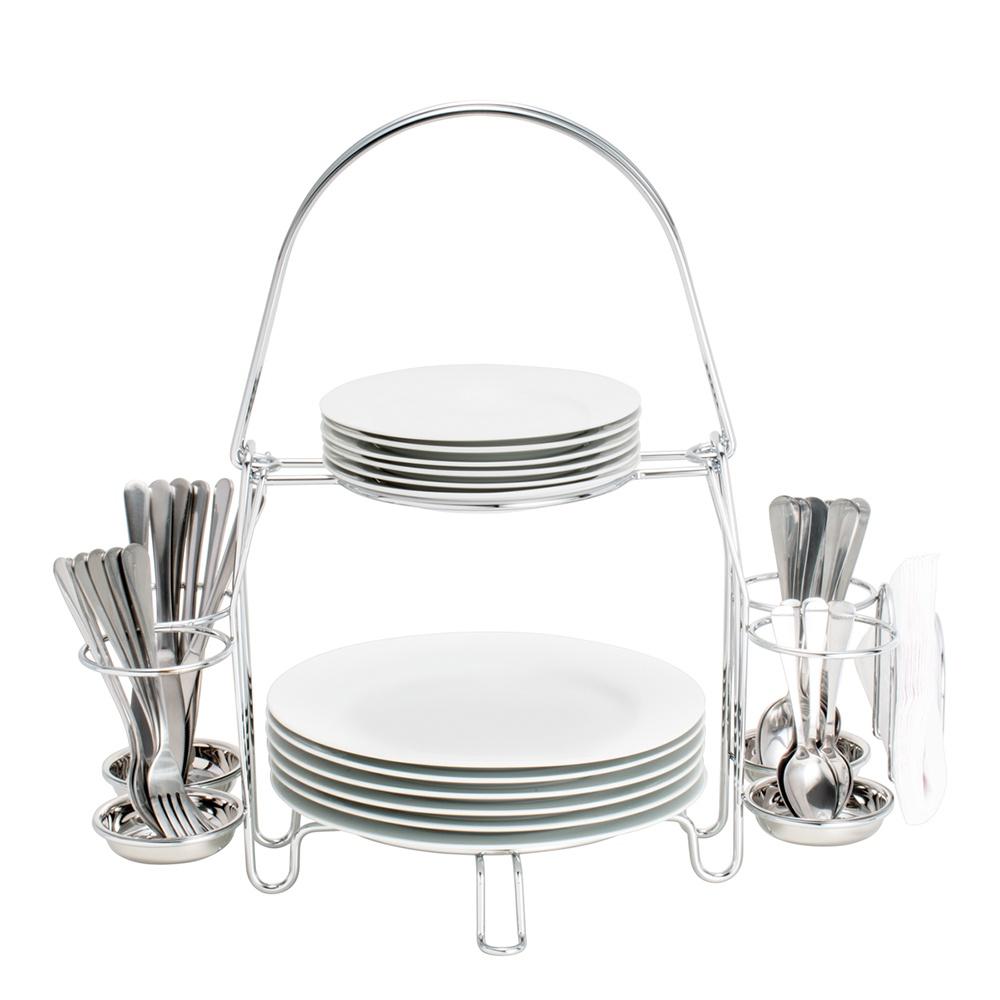 Suporte aramado para pratos e talheres cromado 52x30,5x45,5cm